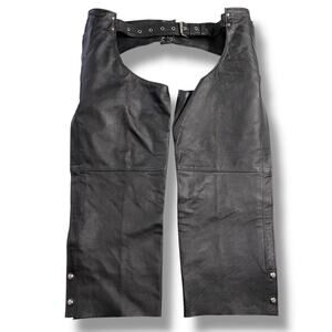 Interstate Leather Mens Motorcycle Chaps Black Adjustable 4XL